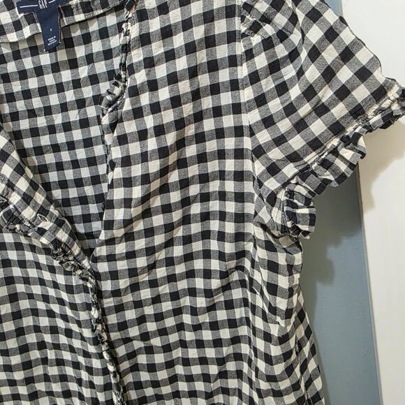 GAP Black White Gingham Button Front Shirt – Women’s Small 100% Cotton - Picture 6 of 9